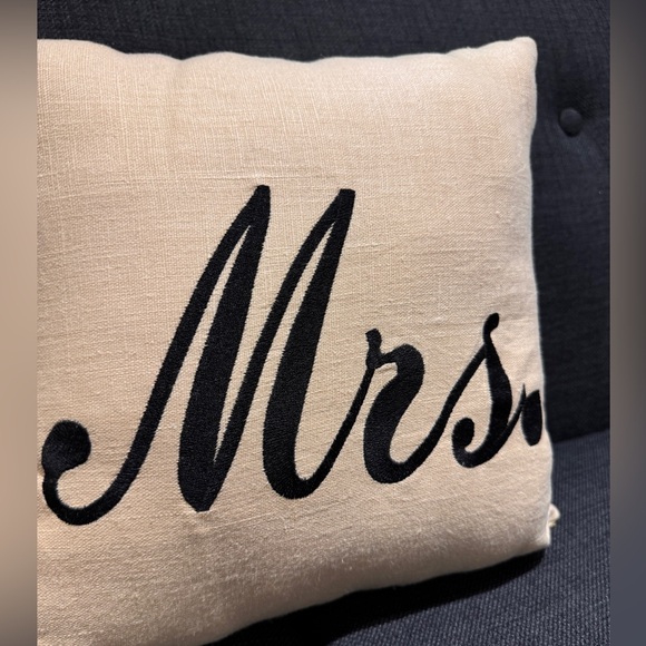 Hortense B. Hewitt Ampersand, Mr and Mrs Linen Pillow, black - Picture 2 of 4